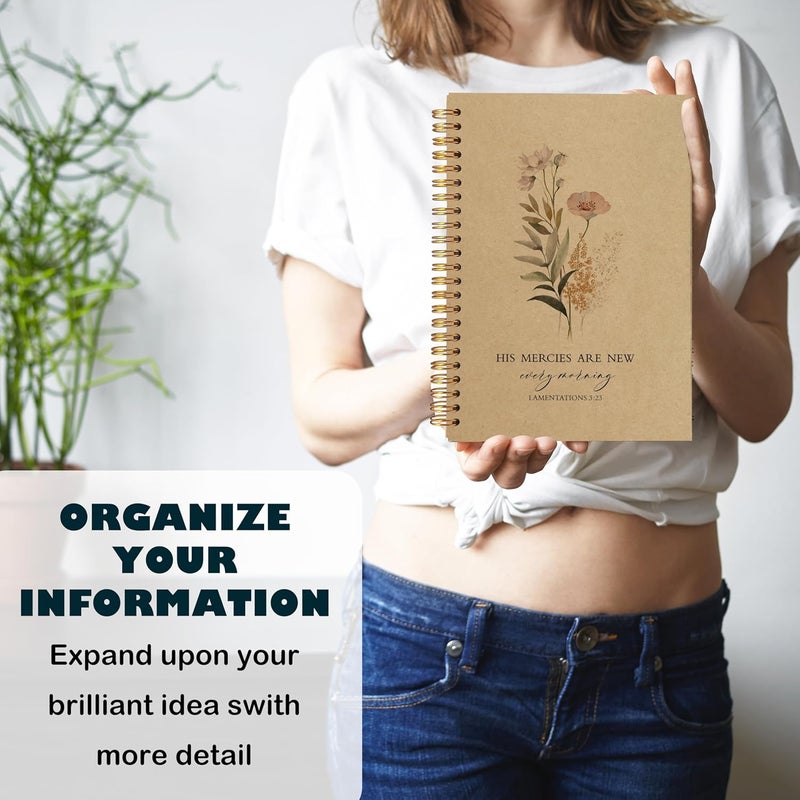 BearCake Floral Christian Notebook Journal, Christian Gifts for Women, Bible Notebooks for Note Taking, Bible Journaling Notebook, Hardcover Spiral Notebook 5.5x8.3 kraft paper - Image 5